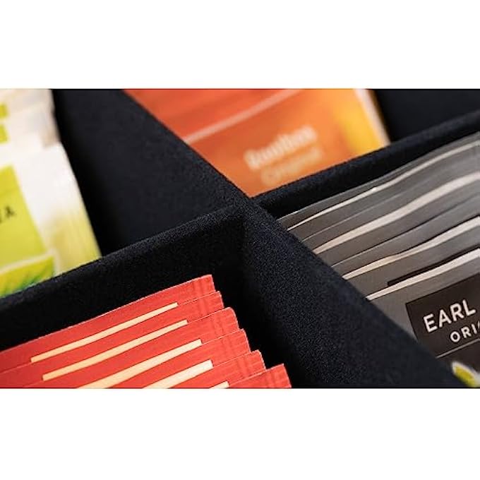 هيت صندوق تخزين خشبي من 9 قطع للشاي والقهوة مع مخمل مقاس 23 × 23 × 9 أبيض - Image 5