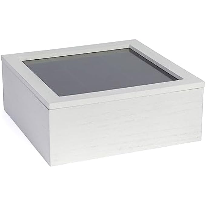 هيت صندوق تخزين خشبي من 9 قطع للشاي والقهوة مع مخمل مقاس 23 × 23 × 9 أبيض - Image 3