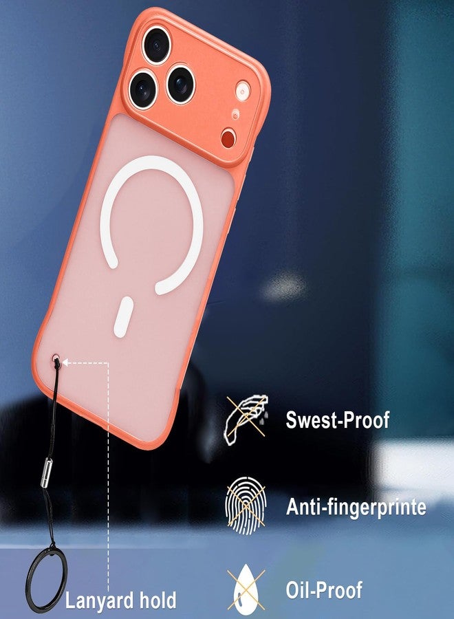 أوميو جراب أوميو المغناطيسي النحيف لهاتف آيفون برو، متوافق مع ماج سيف، شفاف غير لامع، تصميم فائق النحافة بدون إطار، مزود بحلقة إصبع لحماية كاملة للكاميرا، مناسب للرجال والنساء، برتقالي - Image 5