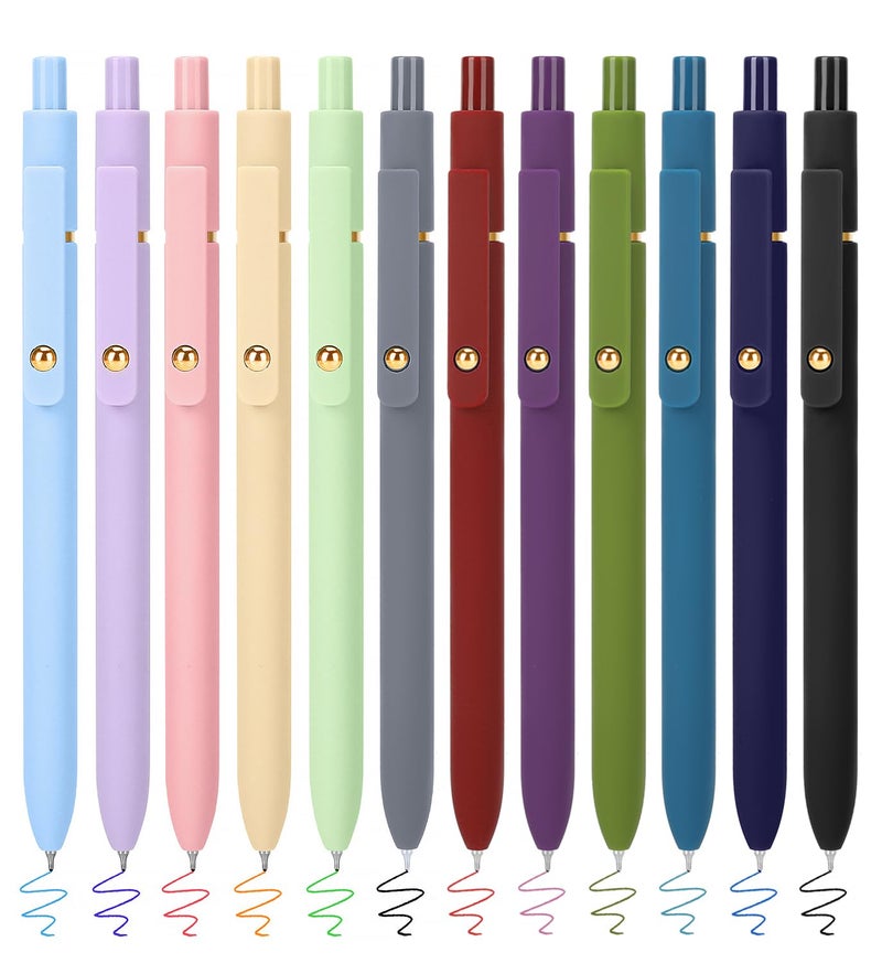 FIOVER Colored Pens, 12 Pack Colorful Gel Pens, Quick-Dry 0.7mm Medium Point for Journaling, Note Taking, Doodling, Aesthetic Office School Supplies, Gifts for Women Menï¼ˆ12PCS Aesthetic+Vintageï¼‰ - Image 1