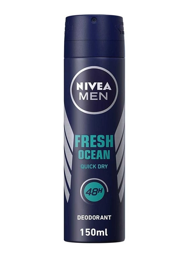 Nivea MEN Fresh Ocean Deo Spray Deodorant for Men Aqua Scent Spray 150ml