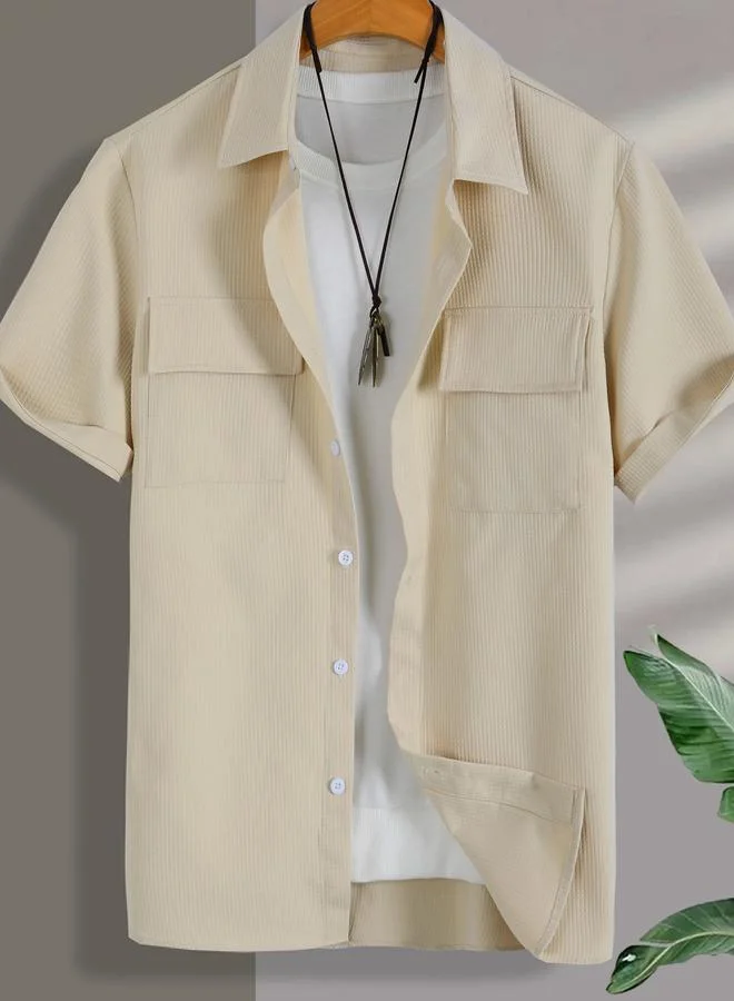 Take Two Take Two Textured Regular Fit Shirt with Flap Pocket