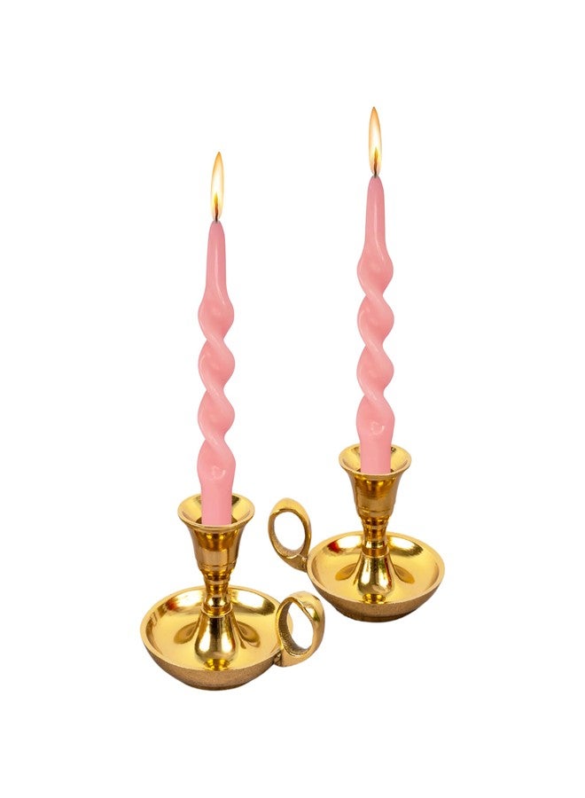 RELY+ Glossy Gold Metal Candle Holders with Handle for Taper Candlestick Set of 2 - Modern Decor for Home Table Centerpiece, Wedding, Parties, Dinners, Christmas, Halloween, Thanksgiving, Easter - Image 1