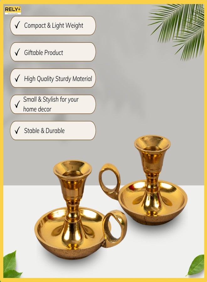 RELY+ Glossy Gold Metal Candle Holders with Handle for Taper Candlestick Set of 2 - Modern Decor for Home Table Centerpiece, Wedding, Parties, Dinners, Christmas, Halloween, Thanksgiving, Easter - Image 5