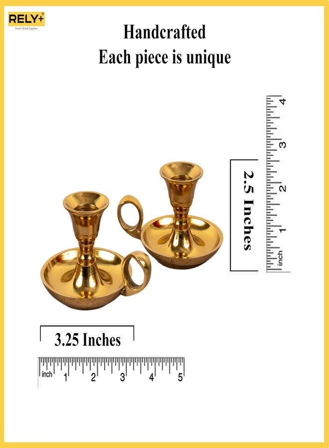 RELY+ Glossy Gold Metal Candle Holders with Handle for Taper Candlestick Set of 2 - Modern Decor for Home Table Centerpiece, Wedding, Parties, Dinners, Christmas, Halloween, Thanksgiving, Easter - Image 3