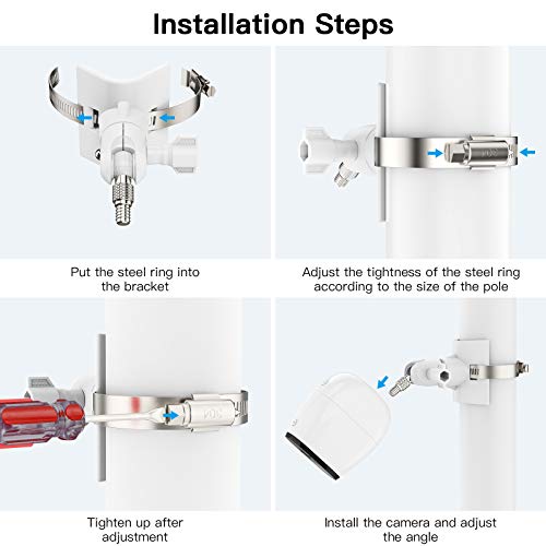 Koroao Universal Pole Mounting Bracket for Arlo Pro 2/Arlo Pro 3/4/Arlo Ultra/Arlo Essential/Wyze Cam Outdoor/eufyCam 2,Outdoor Wall Mount - Stable Multifunctional Winding Installation(1Pack,White) - Image 3