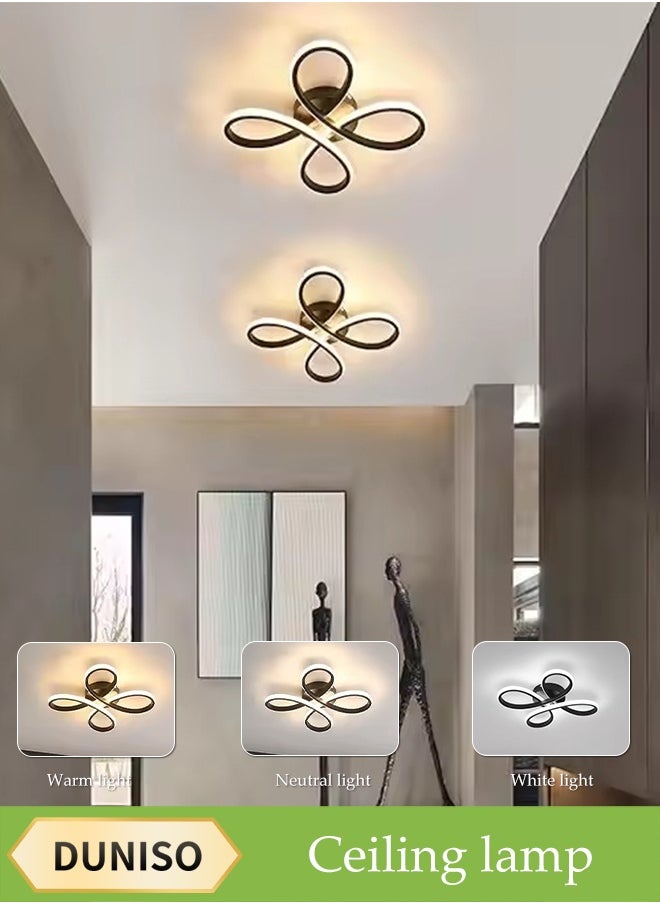 DUNISO LED Ceiling Light，Ceiling Lamp，Tri Color Light Adjustable，Can Be Embedded for Installation，Shaped Like A Four Leaf Clover With Four Flowers，Suitable for Hallway Entrance, Office, Bedroom, Kitchen，Black  - Image 1