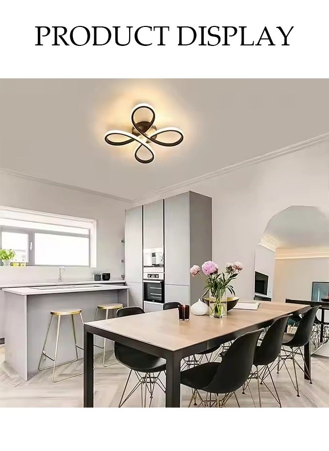DUNISO LED Ceiling Light，Ceiling Lamp，Tri Color Light Adjustable，Can Be Embedded for Installation，Shaped Like A Four Leaf Clover With Four Flowers，Suitable for Hallway Entrance, Office, Bedroom, Kitchen，Black  - Image 3