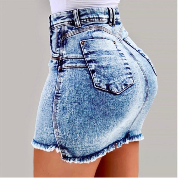 Creative 2025 Summer Export Supply Elegant Large Size Women'S Denim Hip Skirt Skirt Trendy - Image 5