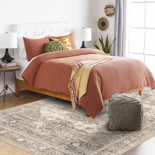 RUUGME Washable 5x7 Area Rugs - Large Rugs for Living Room Stain Resistant Carpet Vintage Rugs for Bedroom with Non Slip Backing Home Decor Floor Decoration Mat (5x7 Beige) - Image 4
