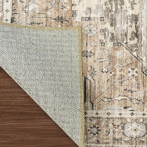 RUUGME Washable 5x7 Area Rugs - Large Rugs for Living Room Stain Resistant Carpet Vintage Rugs for Bedroom with Non Slip Backing Home Decor Floor Decoration Mat (5x7 Beige) - Image 5