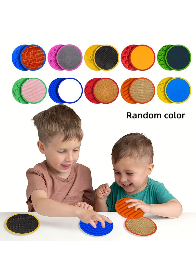 XiuWoo 10 in 1 Set Sensory Mats, Sensory Toys for Kids, Tactile Wall Panel for Autistic Children, Assorted Textured Floor Tiles Educational Learning Room Provide Fun Play Equipment Random color - Image 2