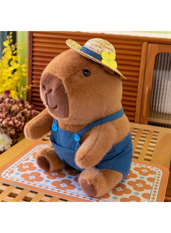 Cute Travel Capybara Plush Doll Sweater Belt Pants Kabibala Creative Cotton-padded Coat Capybara-Specifications:Overalls-Color:35cm 0.5kg  - Image 1