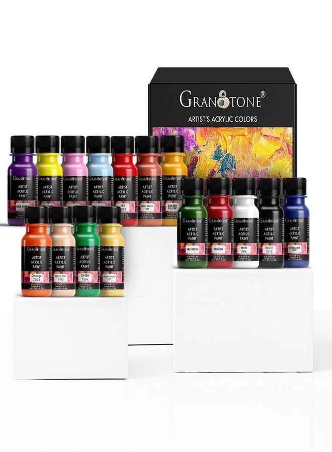 GRANOTONE Acrylic Colour Set 50 ml Each Pack of 16 Water Based Non Toxic Fast Drying Multicolor Craft Canvas Paints Ideal for Pro Artists Beginners Hobby Painters and Kids - Image 1