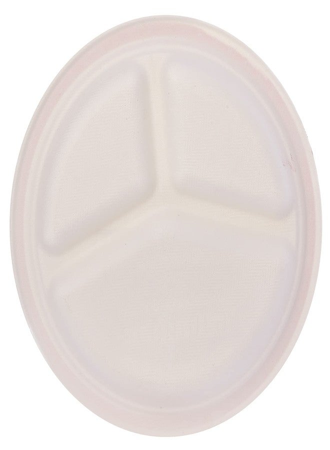 Ecoware® Taarey 100% Biodegradable, Compostable, Ecofriendly, Disposable 10 inch Round Plate with 3 Compartment (Yellow, Pack of 25 Plates) - Image 3