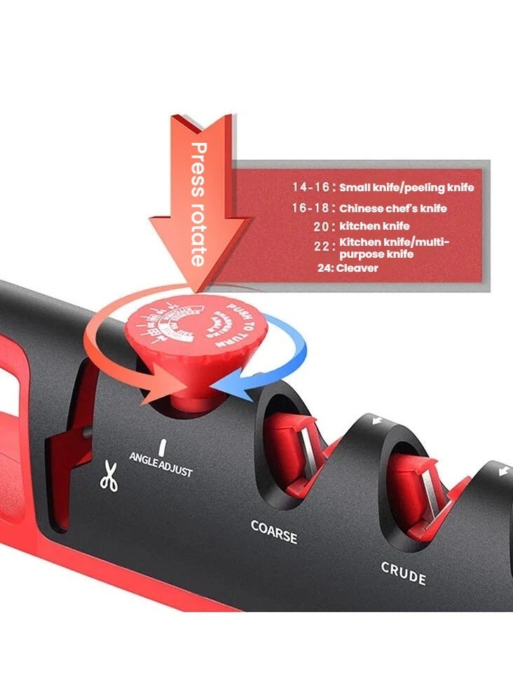 Adjustable Knife Sharpener with 6 Adjustable Grinding Gears Non-Slip Bottom Professional Kitchen Knife Sharpening Tool for Home - Image 3