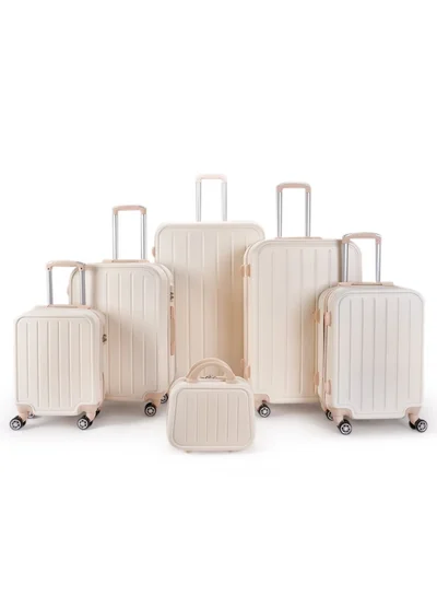 ليمرا طقم شنط سفر مكون من 6 حقائب أمتعة لون بيج بمقاس 32"/28"/24"/20"/16"/12 انش
