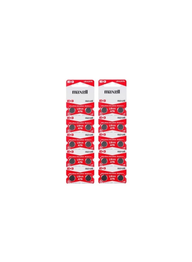 Maxell LR44 A76 20 Pieces Battery Set Silver - Image 1