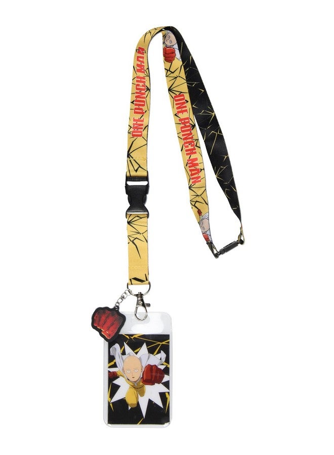 JUST FUNKY One Punch Man Manga Saitama Id Badge Holder Keychain Lanyard W/Rubber Pendant (Multicoloreded, One Size) - Image 1