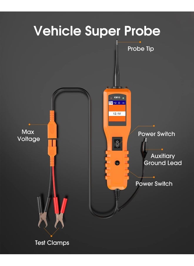 Generic Automotive Circuit Tester KM10 Professional Power Circuit Probe Kit - DC/AC Current Resistance Diodes Vehicle Voltage Signal Diagnostic Activating Components Tools for 12V to 24V Electrical System  - Image 5