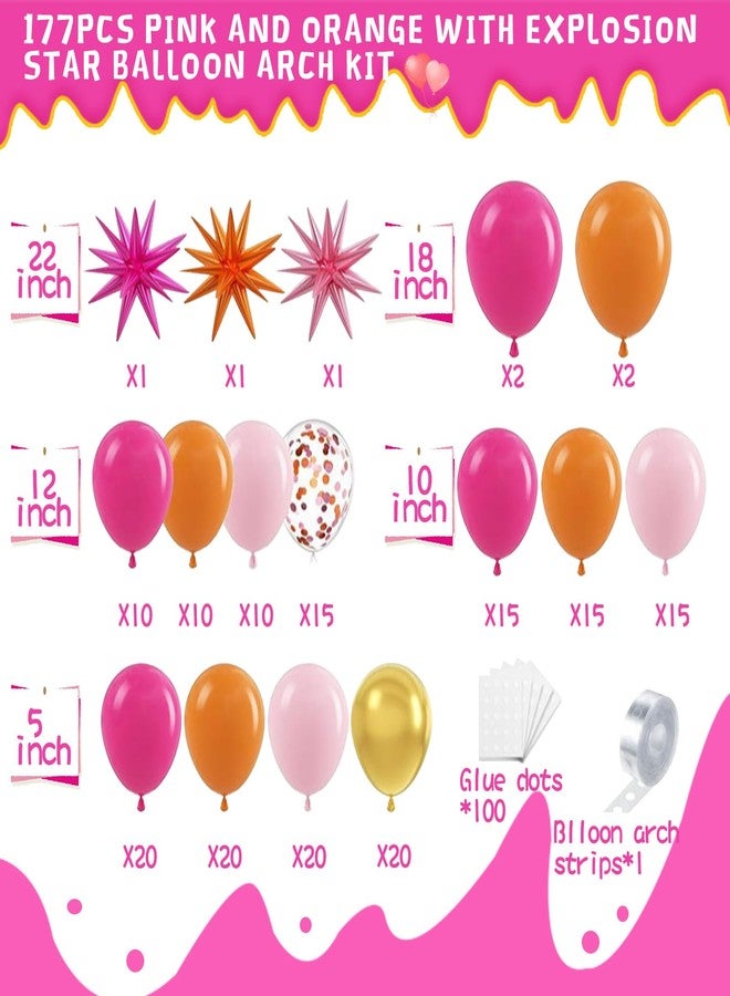 سيمبل بوليمر مجموعة قوس بالونات سيمبلي بوليمر باللونين الوردي والبرتقالي مع بالونات لاتكس على شكل نجوم مزينة بالقصاصات الورقية، مثالية لتزيين حفلات أعياد الميلاد والذكرى السنوية وحفلات الزفاف وحفلات هاواي. - Image 2