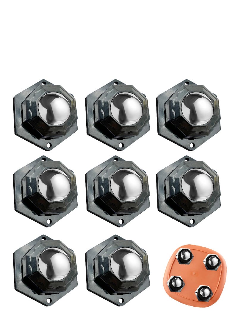 SYOSI Self Adhesive Universal Wheels, 8Pack Stainless Steel Mini Caster Wheels Swivel Wheels, 360 Degree Rotation Sticky Pulley for Bins Bottom Storage Box Furniture Trash Can, 20lbs Load Capacity  - Image 1