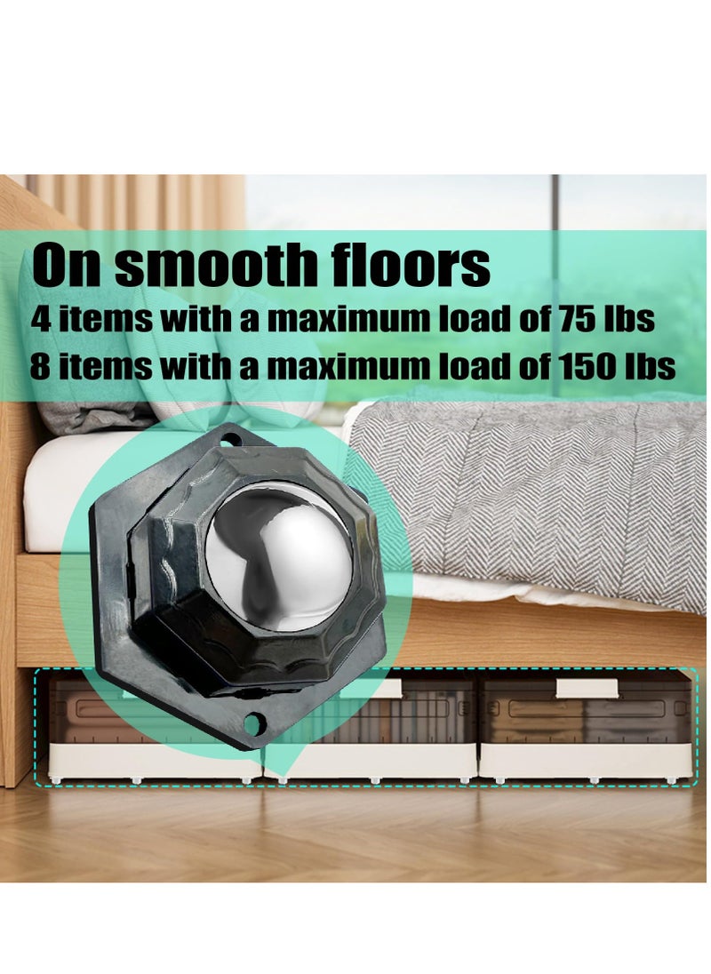SYOSI Self Adhesive Universal Wheels, 8Pack Stainless Steel Mini Caster Wheels Swivel Wheels, 360 Degree Rotation Sticky Pulley for Bins Bottom Storage Box Furniture Trash Can, 20lbs Load Capacity  - Image 3