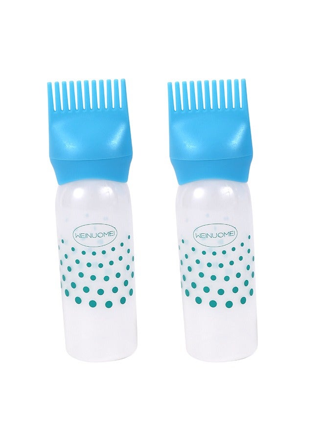 LAWAZIM Hair Dyeing Bottle with Comb - 2-Piece 160ml Blue - Refillable Plastic Comb Applicator Bottle with Ergonomic and Easy-to-Clean Design - Ideal for Hair Dye, Treatments, and Root Touch-Up - Image 1