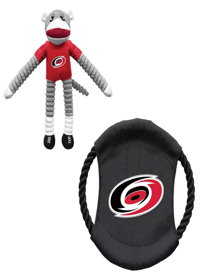 ليتل إيرث مجموعة ألعاب Littlearth NHL Carolina Hurricanes المكونة من دمية جورب على شكل قرد وقرص طائر، لون الفريق، مقاس واحد - Image 1