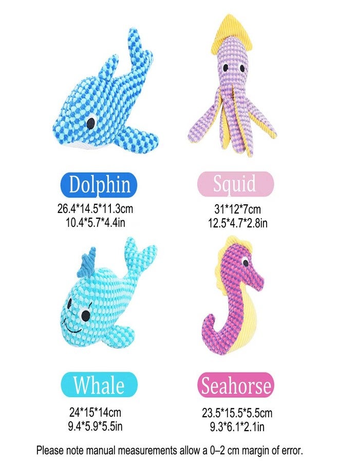 TONYFY Ocean Plush Dog Toys, Squeaky Chew Toys for Puppy Small Medium Dogs, Interactive Squeaker & Crinkle Paper Toys to Keep Them Busy, Cute Sea Creature Design (Dark Blue Dolphin) - Image 3