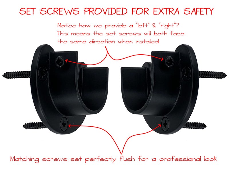 Desunia Closet Rod Support Flanges With Screw On Attachment | Heavy Duty Clothes Pole End Sockets For Wardrobes | Black | 2 Pack - Image 2