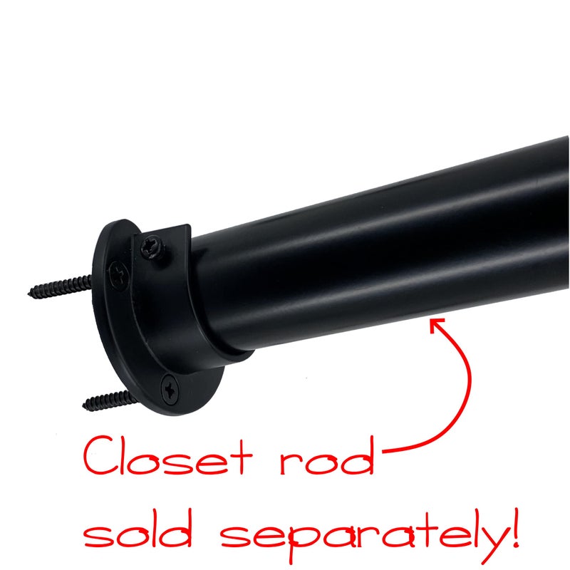 Desunia Closet Rod Support Flanges With Screw On Attachment | Heavy Duty Clothes Pole End Sockets For Wardrobes | Black | 2 Pack - Image 4