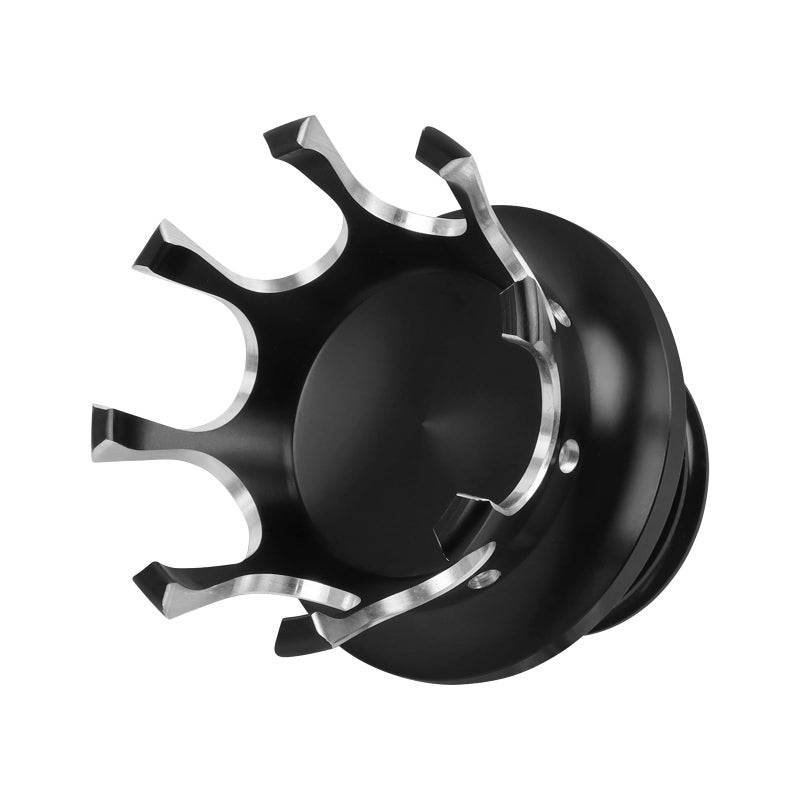 BAIONE Worldmotop Motorcycle King Crown Gas Cap Fuel Tank Cover Right-hand Thread Reservoir Aluminum Oil Cap Compatible with Harley Sportster XL 883 1200 48 Dyna Touring Road King Softail (black) - Image 2