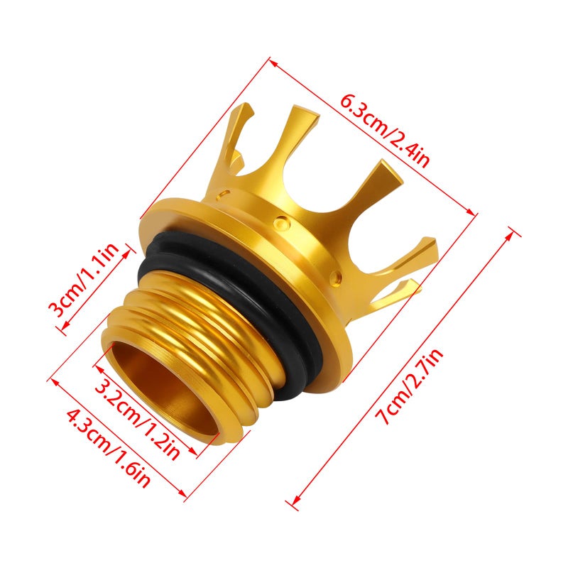 BAIONE Worldmotop Motorcycle King Crown Gas Cap Fuel Tank Cover Right-hand Thread Reservoir Aluminum Oil Cap Compatible with Harley Sportster XL 883 1200 48 Dyna Touring Road King Softail (black) - Image 5