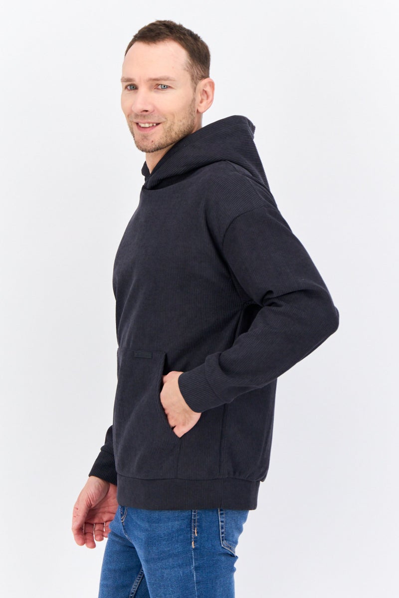 MEMBERS ONLY Men Hooded Textured Long Sleeves Sweatshirt, Dark Grey - Image 2
