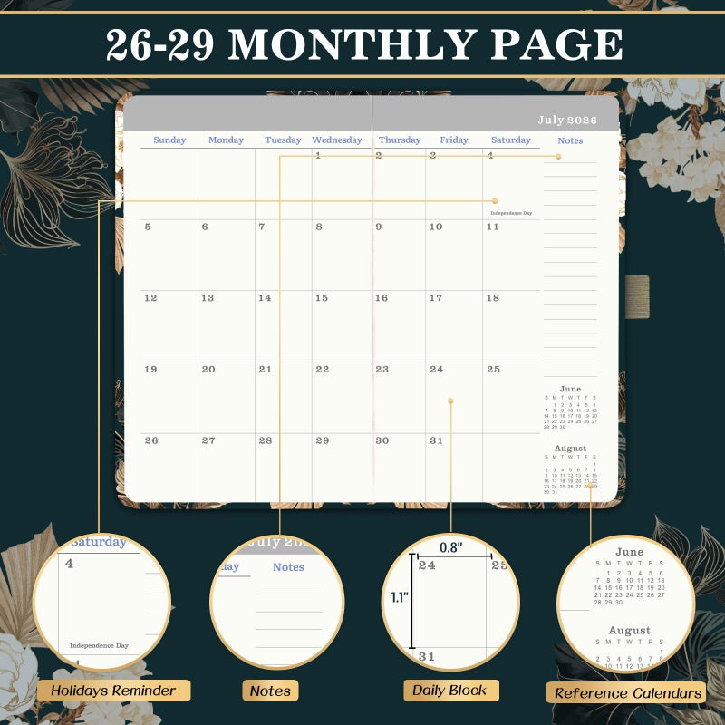 Vindora 2026-2029 Monthly Pocket Planner/Calendar - JUL 2026 - JUN 2029(36 Months), 3 Year Monthly Planner 2026-2029, 6.4" x 3.8", 2 Bookmarks, Inner Pocket, Pen Holder, Perfect Organizer - Image 3
