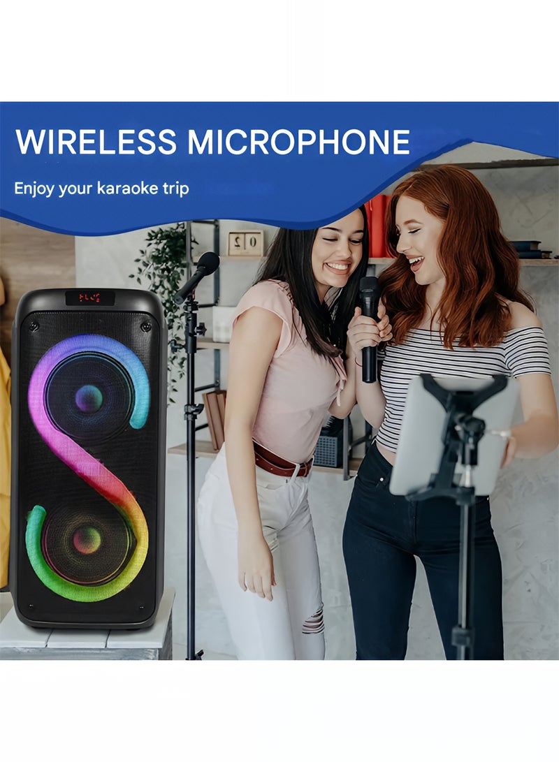 iDigit 40W Bluetooth Trolley Speaker with Wireless Microphone and Remote Control, Portable Speaker Support FM/USB/TFCard, Rechargeable Battery Perfect for Home, Parties, Karaoke, Travel - Image 5