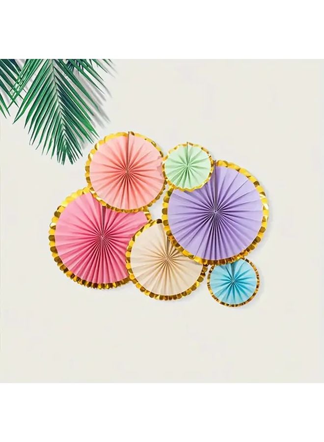 6 قطع ديكورات مروحة مستديرة متعددة الألوان ثلاثية الأبعاد لحفلات الأعياد والتجمعات والفعاليات في البارات - Image 5