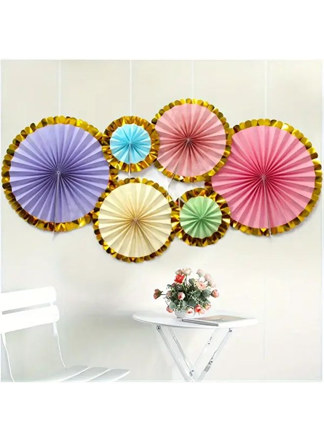 6 قطع ديكورات مروحة مستديرة متعددة الألوان ثلاثية الأبعاد لحفلات الأعياد والتجمعات والفعاليات في البارات - Image 2
