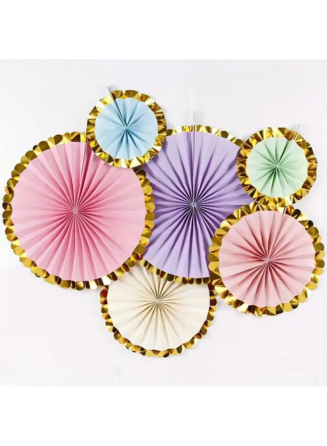 6 قطع ديكورات مروحة مستديرة متعددة الألوان ثلاثية الأبعاد لحفلات الأعياد والتجمعات والفعاليات في البارات - Image 4