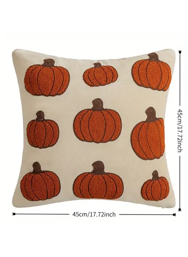Autumn Embroidered Velvet Pillow Cover Welcome Autumn 11.81x19.69 Inch Zippered Washable Fall Decor - Image 5
