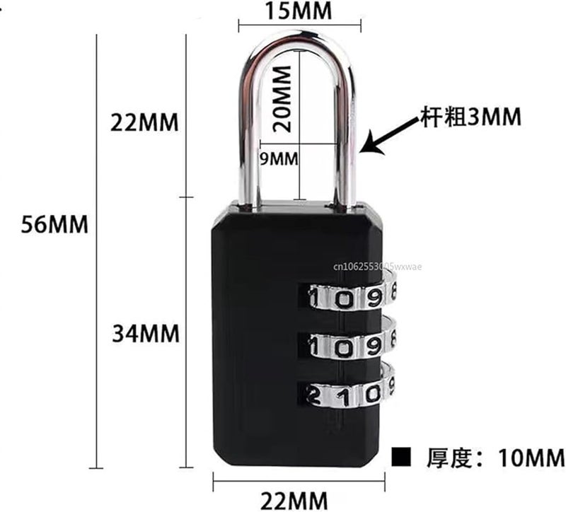 Blue 3 Dial Combination Lock for Luggage Backpack Suitcase Drawer Travel Security - Image 4