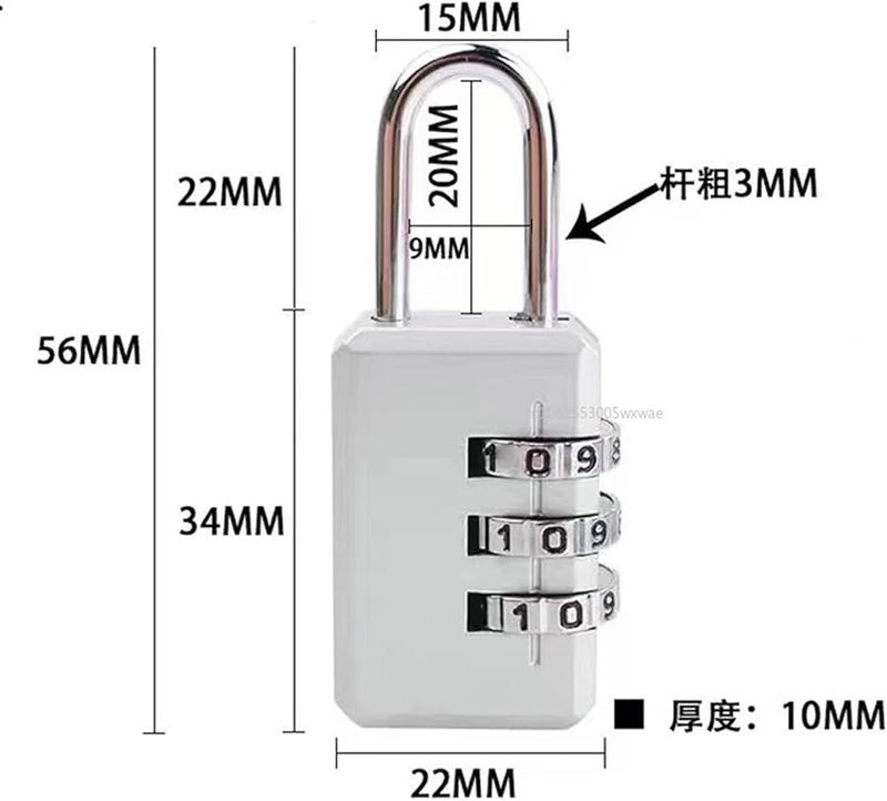 Blue 3 Dial Combination Lock for Luggage Backpack Suitcase Drawer Travel Security - Image 5