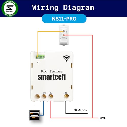 Smarteefi WiFi 1 Node 16A Smart Switch (PRO-SERIES) with Power Monitoring, Retrofit Smart Switch for Home Automation, No hub required, Compatible with Alexa & Google Home (1 Node-16A Energy Monitor) - Image 2