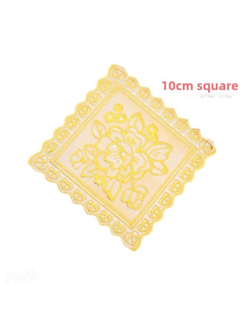 Gui Zheng GS Square 10cm Square Gold Silver Small Coaster Tea Mat Bowl Mat Coffee Coaster Heat Insulated Placemat-Color:Silver-Specifications:10cm