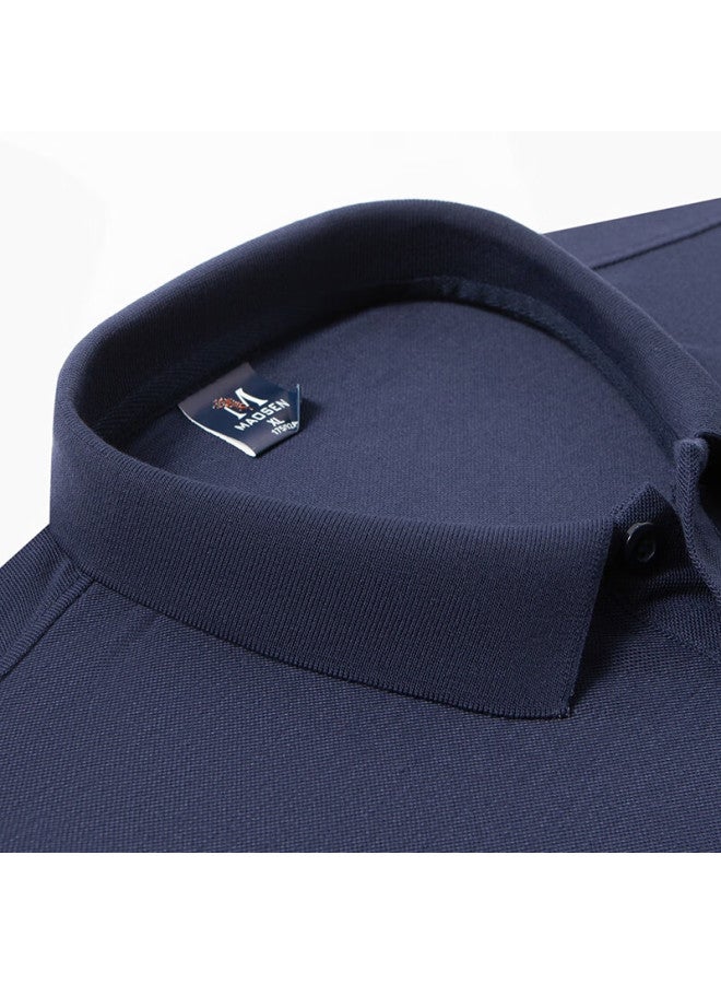Tucano Men's Long Sleeve Polo Shirt Spring Autumn Business Casual Turn-down Collar Polo Shirt Basic Formal Top White L - Image 2