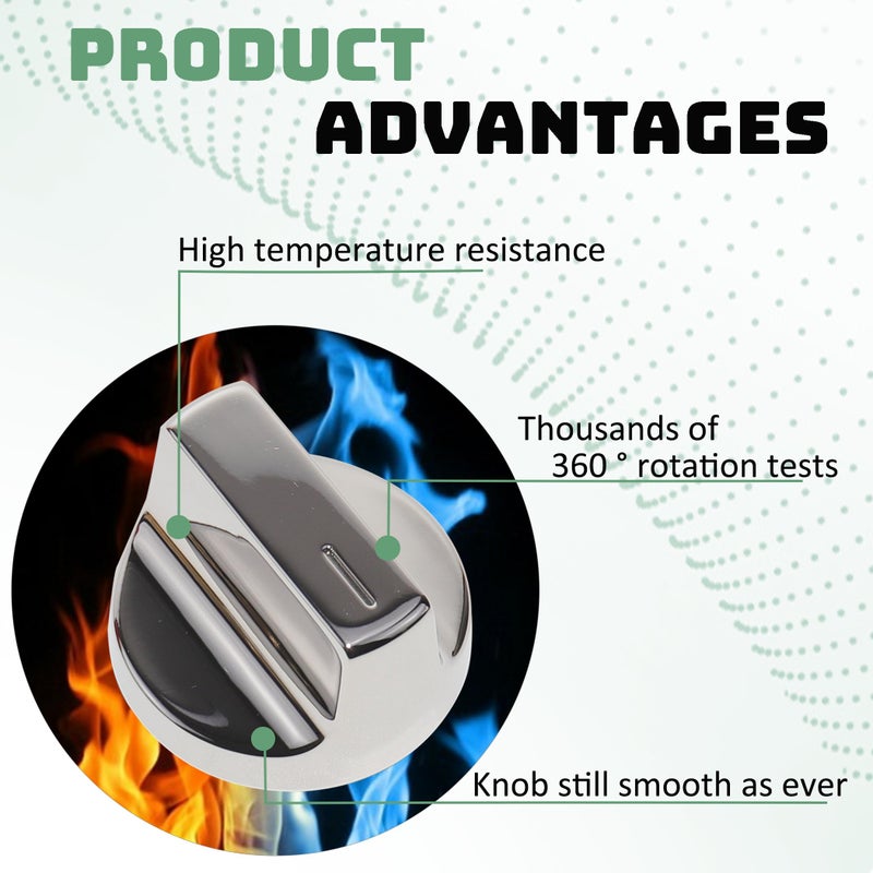 Caoooort Upgraded Stainless Steel W11366438 Stove Knobs, Compatible with Whirlpool Range WCG55US0HS00 WCG55US0HS05 WCG55US6HS05 WCG77US0HS00 WCG77US0HS05, Replacements for W10850010 W11084623 Stove Knob, 5PCS - Image 4