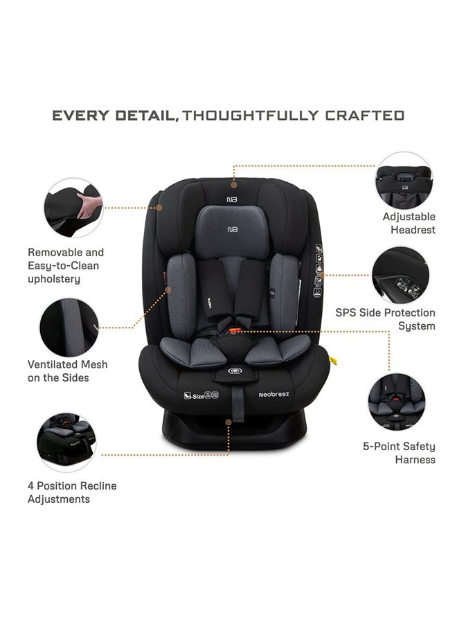 neobreez I-Hepta All-In-One Convertible Baby Infant Toddler Car Seat Latest I-Size Ecer129, Recline & Adjustable, Memory Foam, Lumbar & Reducing Cushion Forward & Rear Facing,  Group 0/1/2/3 0-36 Kg, 0-12Years  - Image 3
