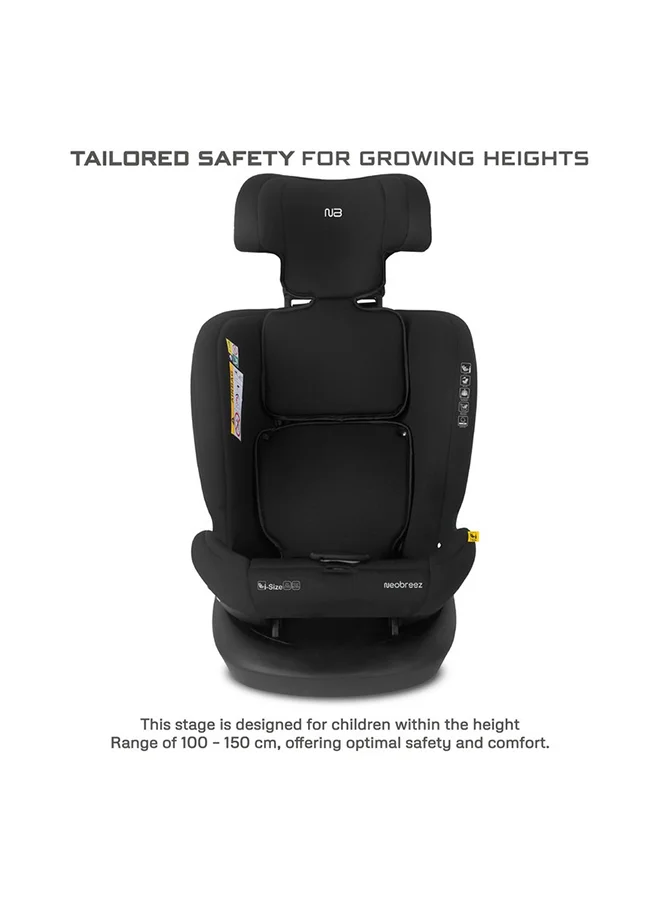 neobreez I-HEPTA All-in-1 Convertible Travel Car Seat for Baby, Toddler Child Girls Boys, i-Size, ECER129, Reclining&Adjustable Memory Foam, Lumbar&Reducing Cushion 0–36kg, 0–12Yrs, Group 0/1/2/3, 5-Point Harness