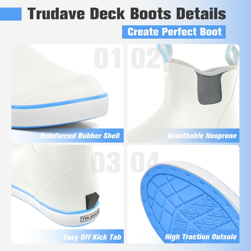 Trudave Deck Boots for Men, Men's Waterproof Insulated Reliable Rain Boots, Anti-Slip Ankle Rubber Boots with High-Traction for Fishing Boating, Size 6-14 - Image 4